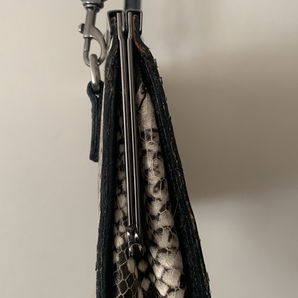 Patricia Nash Vallina Leather Clutch Crossbody Kiss Lock Black Python Li… - Picture 4 of 12